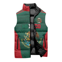 Custom Mexico Football Sleeveless Puffer Jacket Aztec Eagle Spirit - Wonder Print Shop