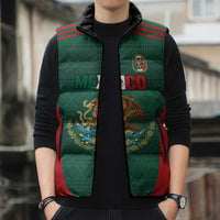 Custom Mexico Football Sleeveless Puffer Jacket Aztec Eagle Spirit - Wonder Print Shop