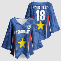 Custom Paraguay Football Kimono Sleeve Blouse La Albirroja Pride - Wonder Print Shop
