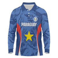 Custom Paraguay Football Long Sleeve Polo Shirt La Albirroja Pride - Wonder Print Shop
