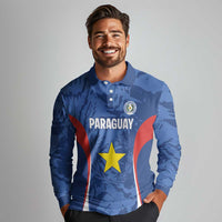 Custom Paraguay Football Long Sleeve Polo Shirt La Albirroja Pride - Wonder Print Shop