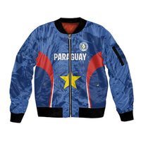 Custom Paraguay Football Sleeve Zip Bomber Jacket La Albirroja Pride - Wonder Print Shop