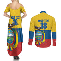 Ecuador Football Custom Couples Matching Summer Maxi Dress and Long Sleeve Button Shirt La Tricolor Pride - Wonder Print Shop