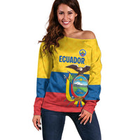 Ecuador Football Custom Off Shoulder Sweater La Tricolor Pride - Wonder Print Shop