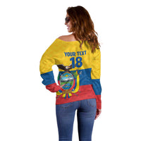 Ecuador Football Custom Off Shoulder Sweater La Tricolor Pride - Wonder Print Shop