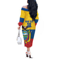 Ecuador Football Custom Off The Shoulder Long Sleeve Dress La Tricolor Pride - Wonder Print Shop