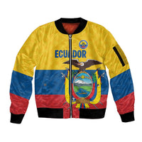 Ecuador Football Custom Sleeve Zip Bomber Jacket La Tricolor Pride - Wonder Print Shop