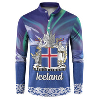 Iceland Button Sweatshirt Icelandic Landscape Northern Lights