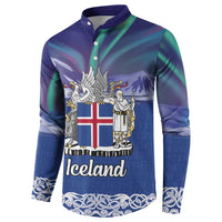 Iceland Button Sweatshirt Icelandic Landscape Northern Lights