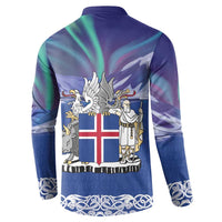 Iceland Button Sweatshirt Icelandic Landscape Northern Lights