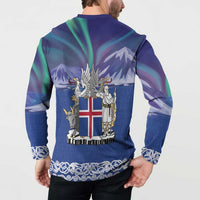 Iceland Button Sweatshirt Icelandic Landscape Northern Lights