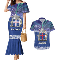 Iceland Couples Matching Mermaid Dress and Hawaiian Shirt Icelandic Landscape Northern Lights