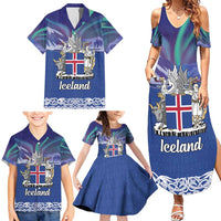 Iceland Family Matching Summer Maxi Dress and Hawaiian Shirt Icelandic Landscape Northern Lights