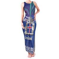 Iceland Family Matching Tank Maxi Dress and Hawaiian Shirt Icelandic Landscape Northern Lights