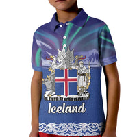 Iceland Kid Polo Shirt Icelandic Landscape Northern Lights