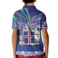 Iceland Kid Polo Shirt Icelandic Landscape Northern Lights