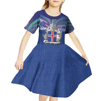 Iceland Kid Short Sleeve Dress Icelandic Landscape Northern Lights