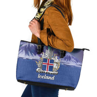 Iceland Leather Tote Bag Icelandic Landscape Northern Lights
