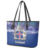 Iceland Leather Tote Bag Icelandic Landscape Northern Lights