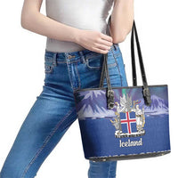 Iceland Leather Tote Bag Icelandic Landscape Northern Lights