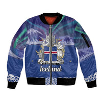 Iceland Sleeve Zip Bomber Jacket Icelandic Landscape Northern Lights