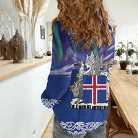 Iceland Women Casual Shirt Icelandic Landscape Northern Lights