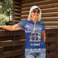 Iceland Women Polo Shirt Icelandic Landscape Northern Lights