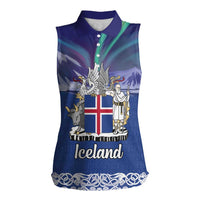Iceland Women Sleeveless Polo Shirt Icelandic Landscape Northern Lights