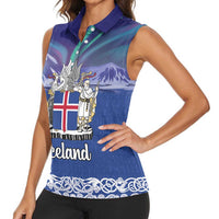 Iceland Women Sleeveless Polo Shirt Icelandic Landscape Northern Lights