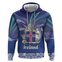 Iceland Zip Hoodie Icelandic Landscape Northern Lights