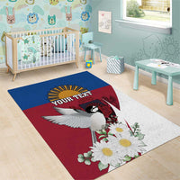 Personalized Latvia Area Rug White Wagtail Dievs Sveti Latviju