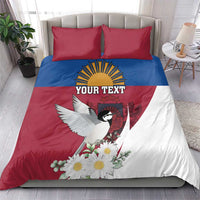 Personalized Latvia Bedding Set White Wagtail Dievs Sveti Latviju