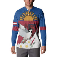 Personalized Latvia Button Sweatshirt White Wagtail Dievs Sveti Latviju