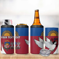 Personalized Latvia 4 in 1 Can Cooler Tumbler White Wagtail Dievs Sveti Latviju