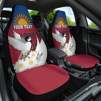 Personalized Latvia Car Seat Cover White Wagtail Dievs Sveti Latviju