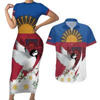 Personalized Latvia Couples Matching Short Sleeve Bodycon Dress and Hawaiian Shirt White Wagtail Dievs Sveti Latviju