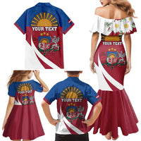 Personalized Latvia Family Matching Mermaid Dress and Hawaiian Shirt White Wagtail Dievs Sveti Latviju