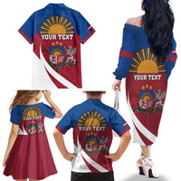 Personalized Latvia Family Matching Off The Shoulder Long Sleeve Dress and Hawaiian Shirt White Wagtail Dievs Sveti Latviju