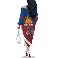 Personalized Latvia Family Matching Off The Shoulder Long Sleeve Dress and Hawaiian Shirt White Wagtail Dievs Sveti Latviju