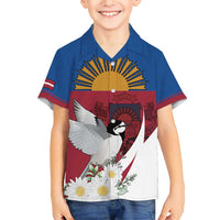 Personalized Latvia Family Matching Short Sleeve Bodycon Dress and Hawaiian Shirt White Wagtail Dievs Sveti Latviju