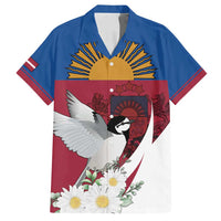 Personalized Latvia Family Matching Summer Maxi Dress and Hawaiian Shirt White Wagtail Dievs Sveti Latviju