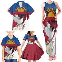 Personalized Latvia Family Matching Tank Maxi Dress and Hawaiian Shirt White Wagtail Dievs Sveti Latviju