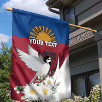 Personalized Latvia Garden Flag White Wagtail Dievs Sveti Latviju