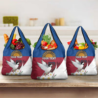 Personalized Latvia Grocery Bag White Wagtail Dievs Sveti Latviju