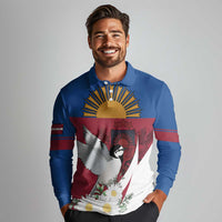 Personalized Latvia Long Sleeve Polo Shirt White Wagtail Dievs Sveti Latviju