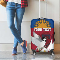 Personalized Latvia Luggage Cover White Wagtail Dievs Sveti Latviju