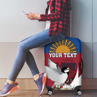 Personalized Latvia Luggage Cover White Wagtail Dievs Sveti Latviju