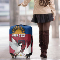 Personalized Latvia Luggage Cover White Wagtail Dievs Sveti Latviju