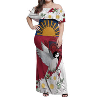 Personalized Latvia Off Shoulder Maxi Dress White Wagtail Dievs Sveti Latviju