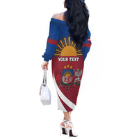 Personalized Latvia Off The Shoulder Long Sleeve Dress White Wagtail Dievs Sveti Latviju